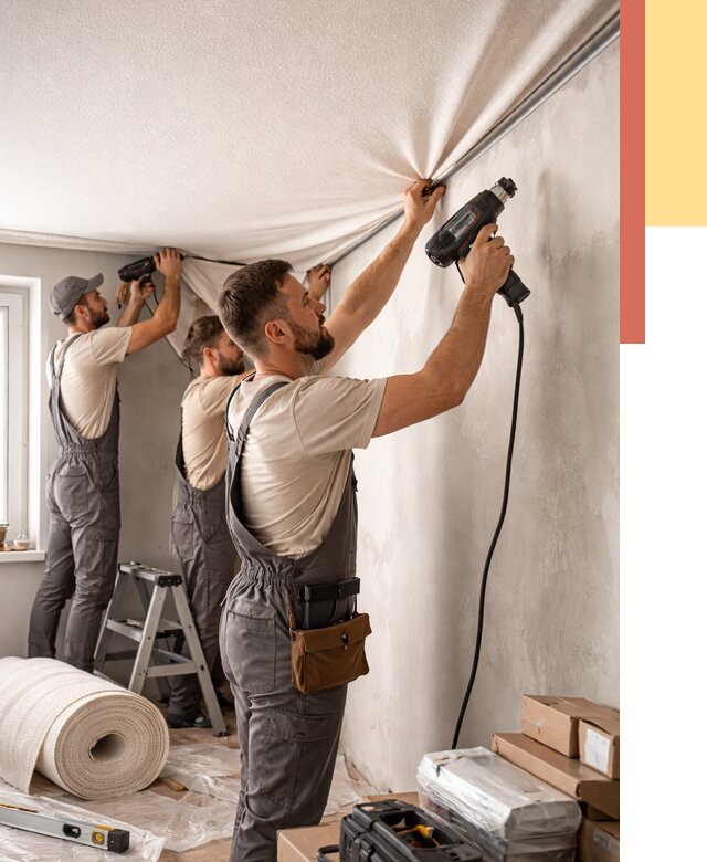 Монтаж фактурного натяжного потолка в Туле от 763 руб. — ОТДЕЛОЧНИК-Тул