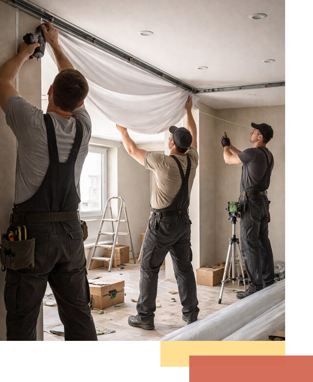 Монтаж парящего натяжного потолка под ключ в Туле