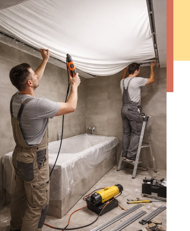 Монтаж натяжного потолка в ванной в Туле от 1220 руб. под ключ | ОТДЕЛОЧНИК-Тул