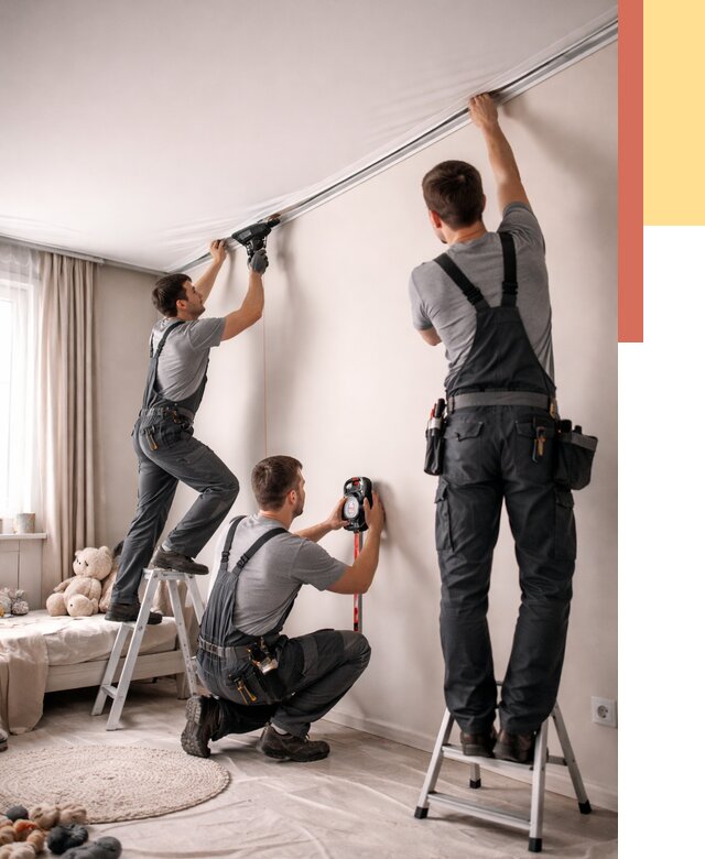 Монтаж натяжного потолка в детской в Туле от 3559 руб. — быстро и недорого | ОТДЕЛОЧНИК-Тул