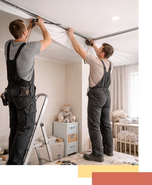 Монтаж натяжного потолка в детской комнате в Туле