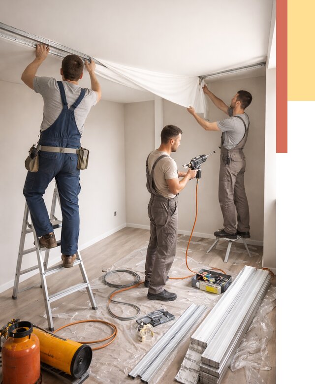 Монтаж натяжного потолка в студии в Туле от 5593 руб. — быстро и недорого | ОТДЕЛОЧНИК-Тул