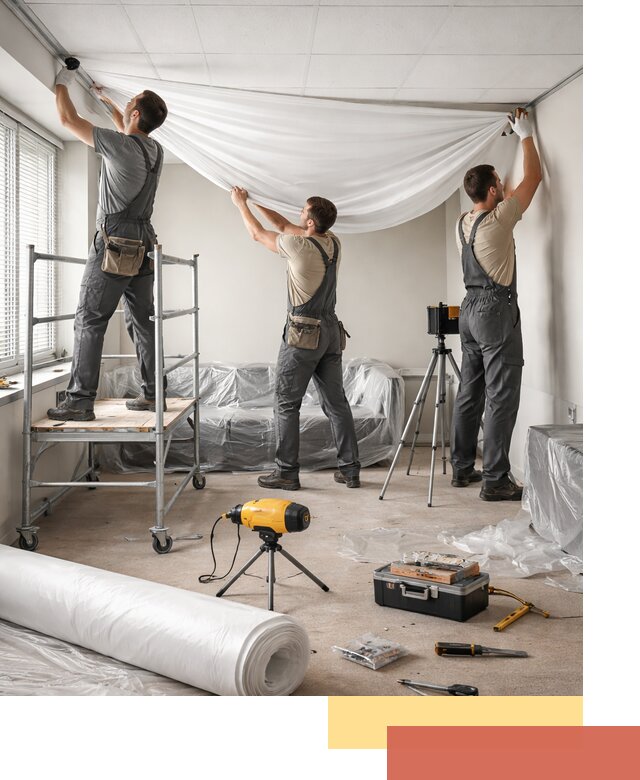 Монтаж натяжного потолка в офисе в Туле