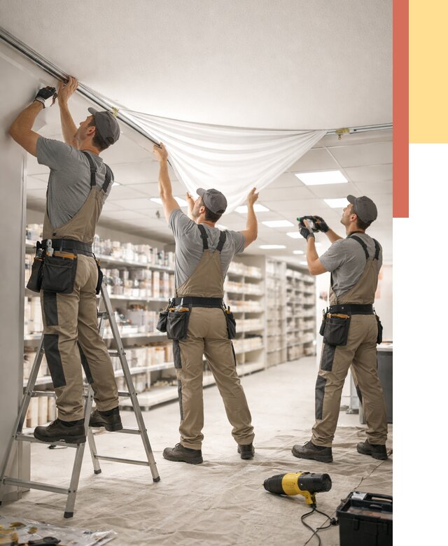 Монтаж натяжного потолка в магазине в Туле от 4576 руб. быстро и недорого | ОТДЕЛОЧНИК-Тул