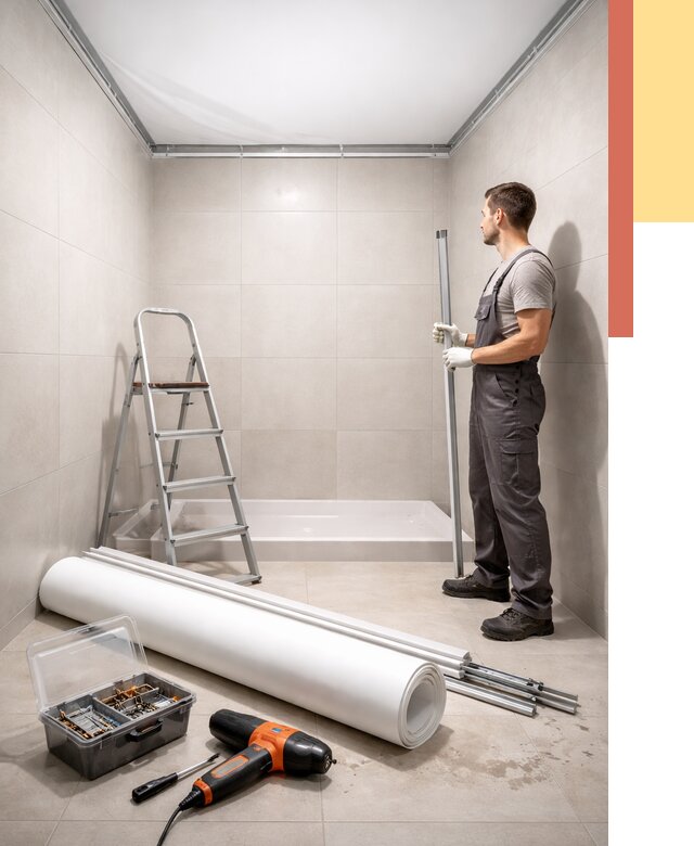 Монтаж натяжного потолка в санузле в Туле от 1881 руб. — ОТДЕЛОЧНИК-Тул