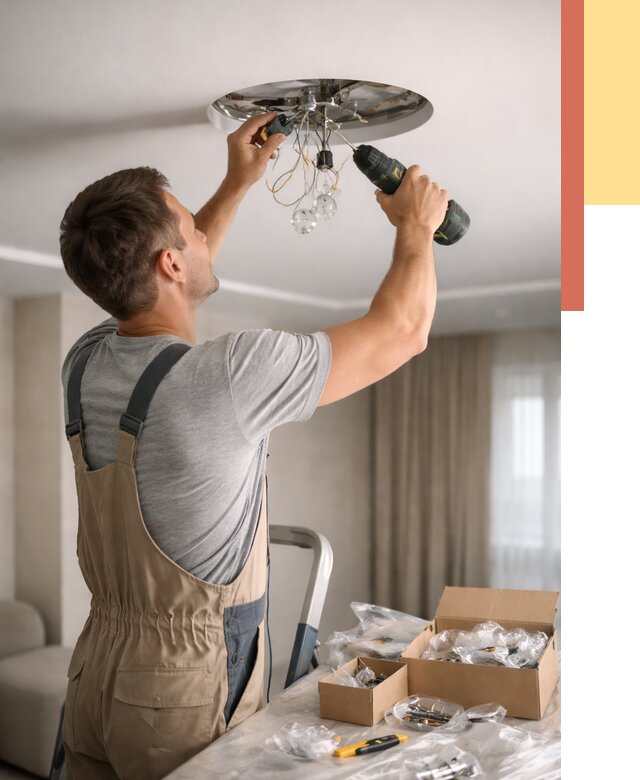 Установка люстры в натяжной потолок в Туле от 1220 руб. | Быстро и недорого — ОТДЕЛОЧНИК-Тул