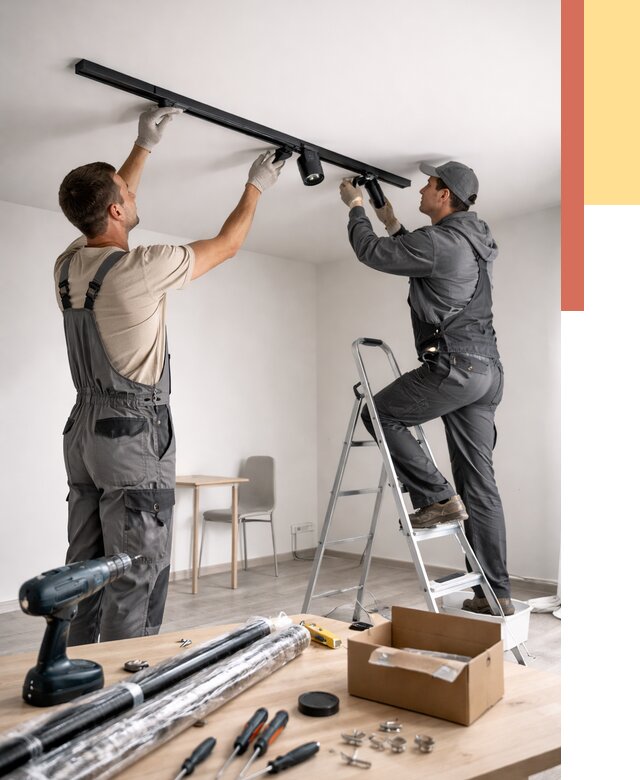 Установка трековых светильников в натяжной потолок в Туле от 4271 руб. | ОТДЕЛОЧНИК-Тул