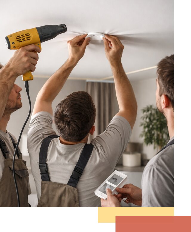 Ремонт прокола полотна натяжного потолка в Туле