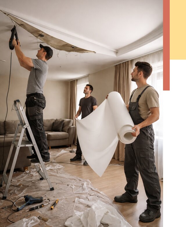 Замена полотна натяжного потолка в Туле от 9661 руб. быстро и недорого | ОТДЕЛОЧНИК-Тул