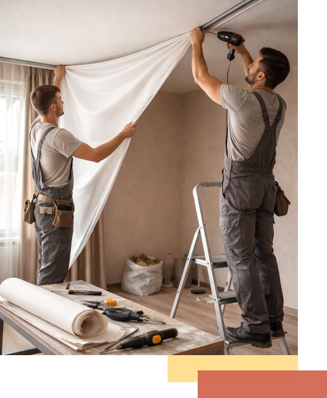 Замена полотна натяжного потолка в Туле быстро и качественно