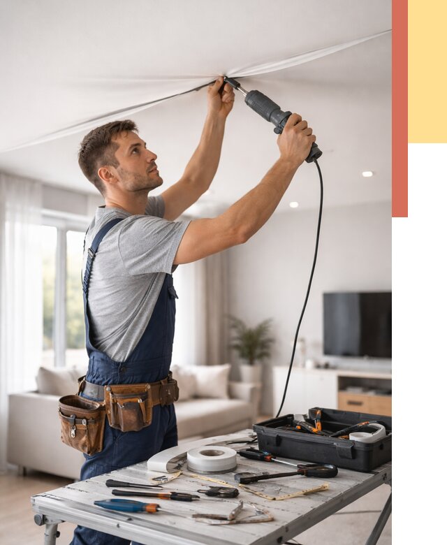 Ремонт натяжных потолков в Туле от 9661 руб. под ключ — ОТДЕЛОЧНИК-Тул