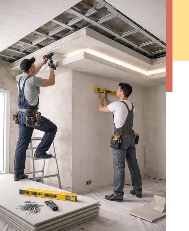 Двухуровневый потолок из гипсокартона в Туле от 1475 руб. под ключ | ОТДЕЛОЧНИК-Тул