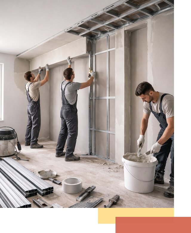 Монтаж потолка из гипсокартона с нишей в Туле