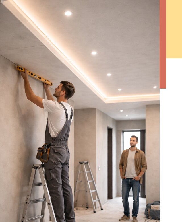 Потолок из гипсокартона с подсветкой в Туле от 763 руб./м2 под ключ | ОТДЕЛОЧНИК-Тул