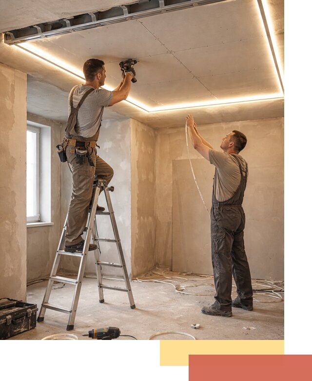 Потолок из гипсокартона с подсветкой в Туле