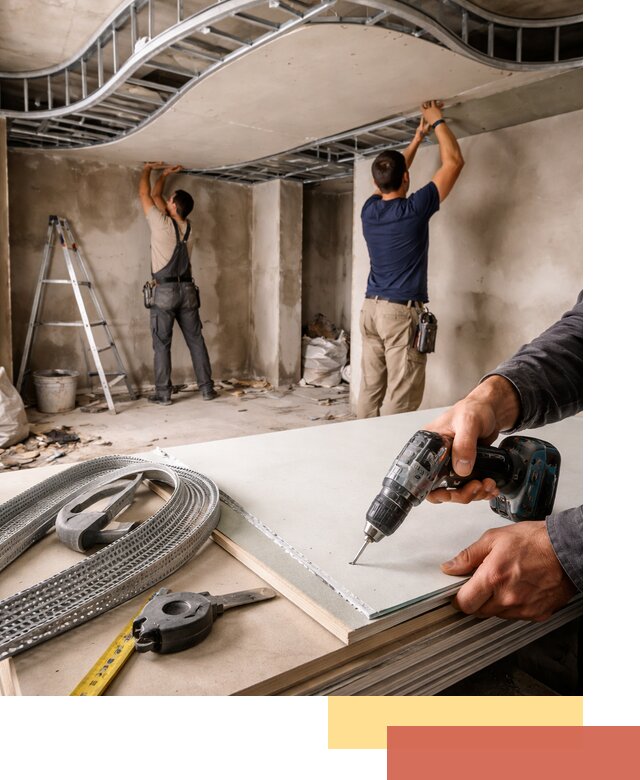 Криволинейный потолок из гипсокартона в Туле — монтаж и отделка