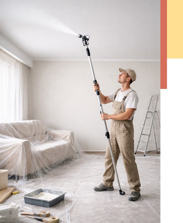 Покраска потолка краскопультом в Туле от 4576 руб. быстро и недорого | ОТДЕЛОЧНИК-Тул