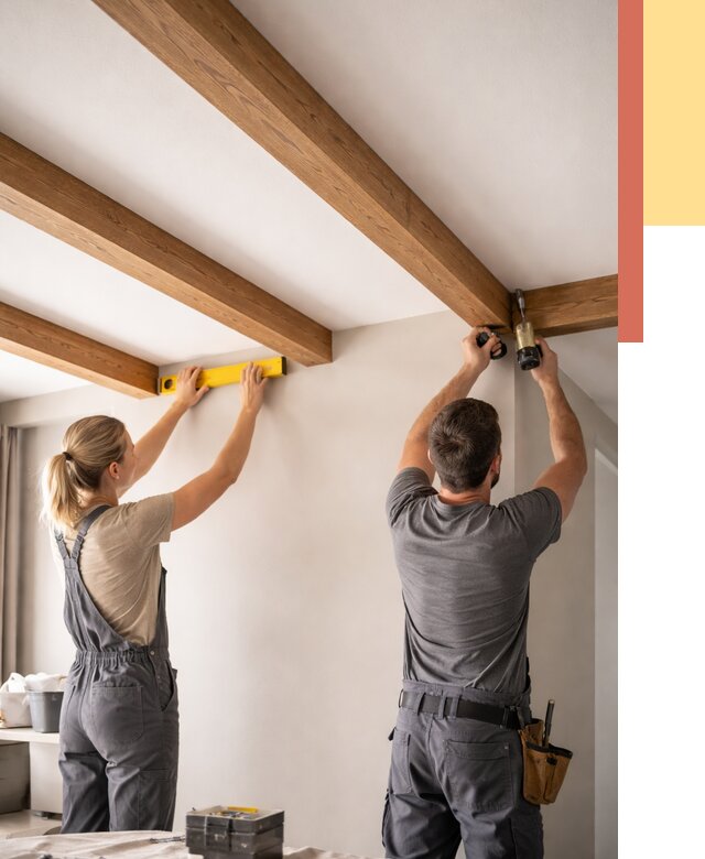 Монтаж декоративных балок на потолок в Туле от 4271 руб. — ОТДЕЛОЧНИК-Тул