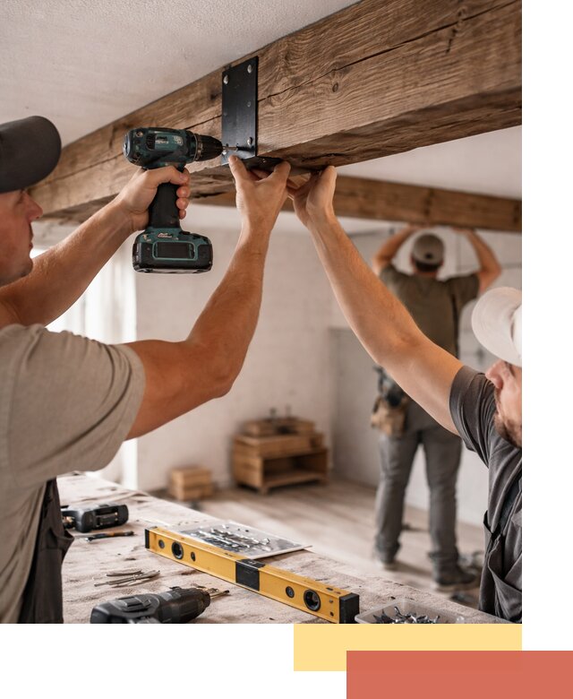 Монтаж декоративных потолочных балок в Туле